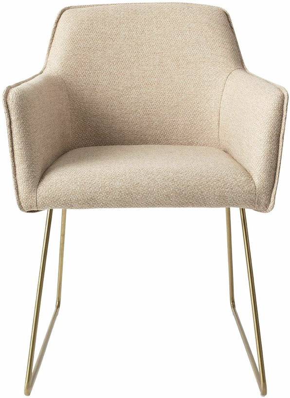 Chaise beige wild walnut avec pieds élégants en métal doré Hofu - Jesper Home - The Cool Republic