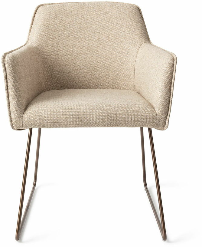 Chaise beige wild walnut avec pieds élégants en métal rosé Hofu - Jesper Home - The Cool Republic