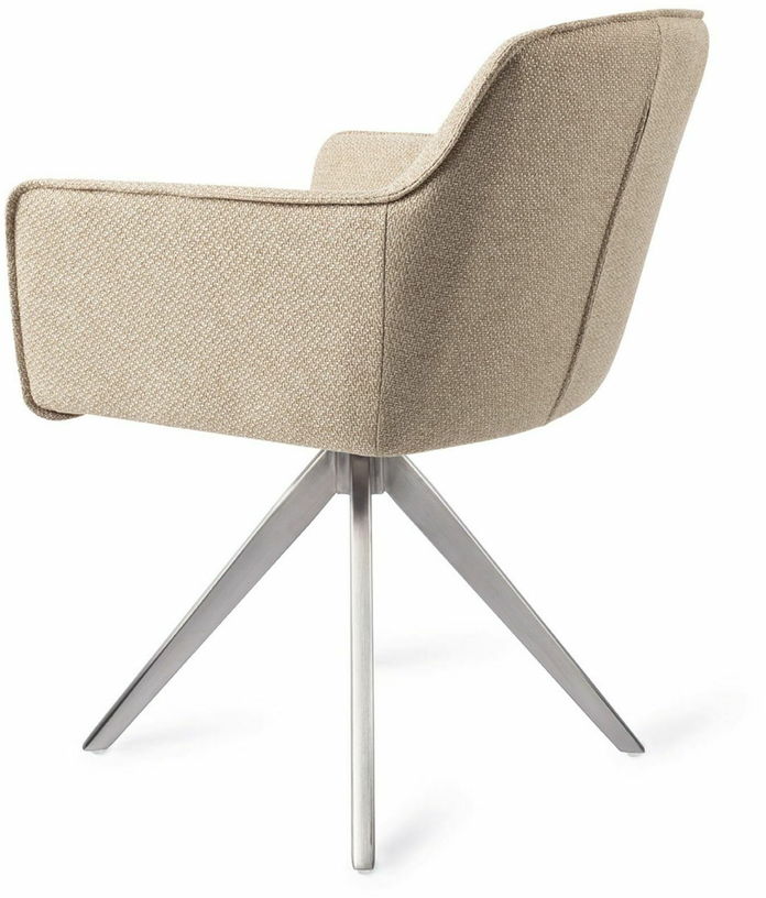 Chaise beige wild walnut avec pieds rotatifs en métal argenté Hofu - Jesper Home - The Cool Republic