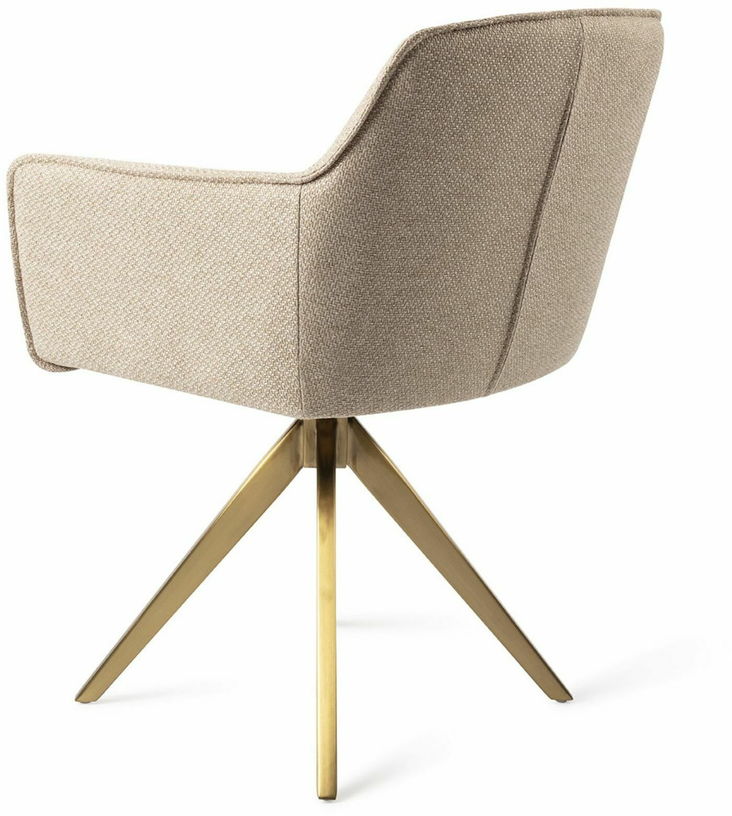 Chaise beige wild walnut avec pieds rotatifs en métal doré Hofu - Jesper Home - The Cool Republic