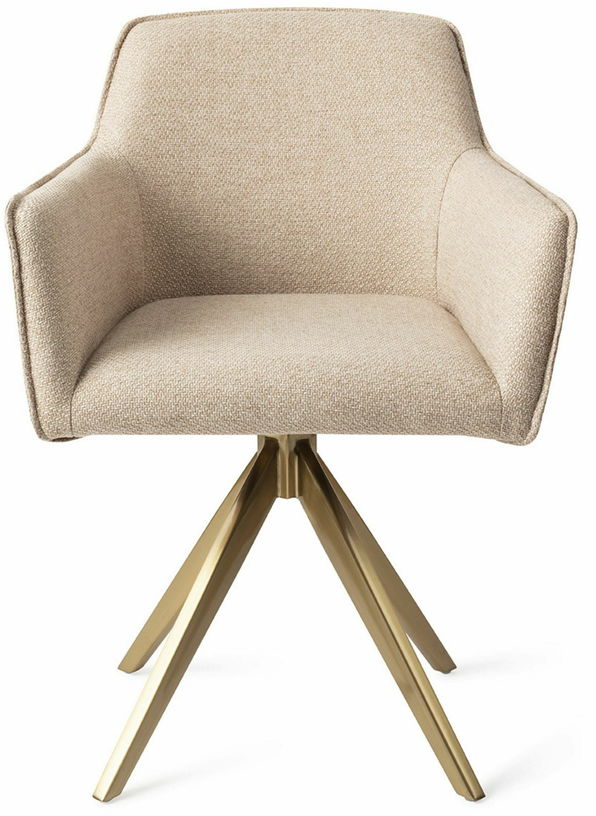 Chaise beige wild walnut avec pieds rotatifs en métal doré Hofu - Jesper Home - The Cool Republic