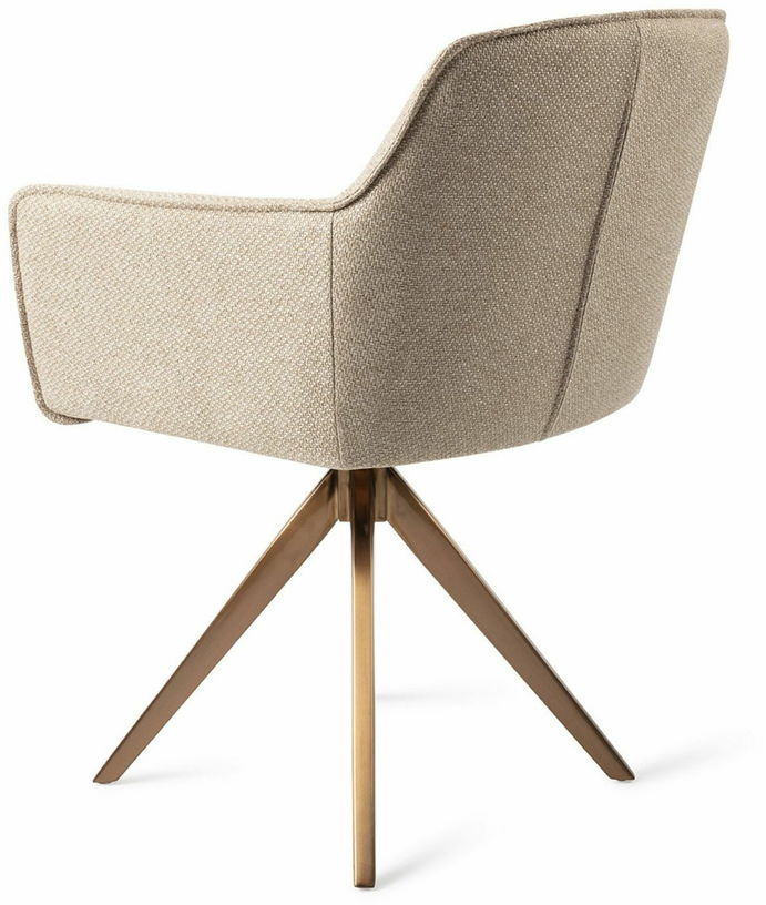 Chaise beige wild walnut avec pieds rotatifs en métal rosé Hofu - Jesper Home - The Cool Republic