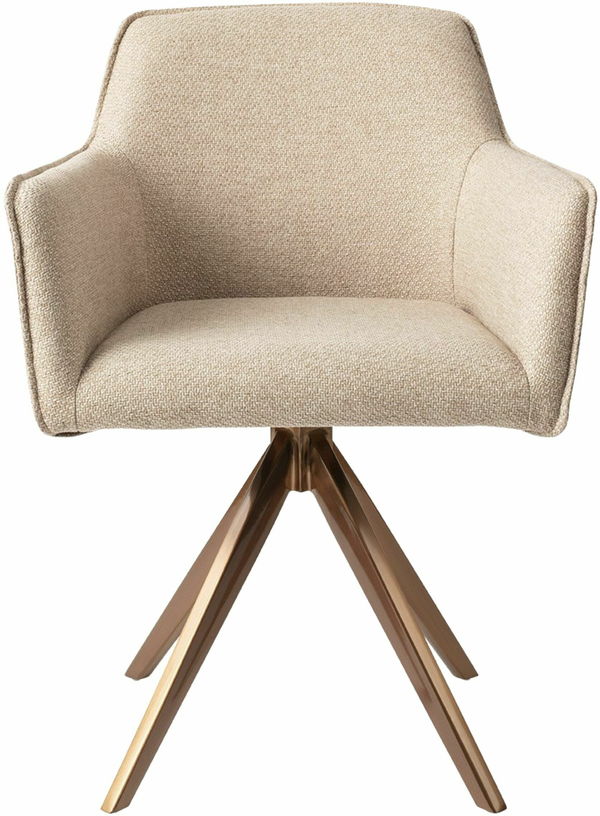 Chaise beige wild walnut avec pieds rotatifs en métal rosé Hofu - Jesper Home - The Cool Republic