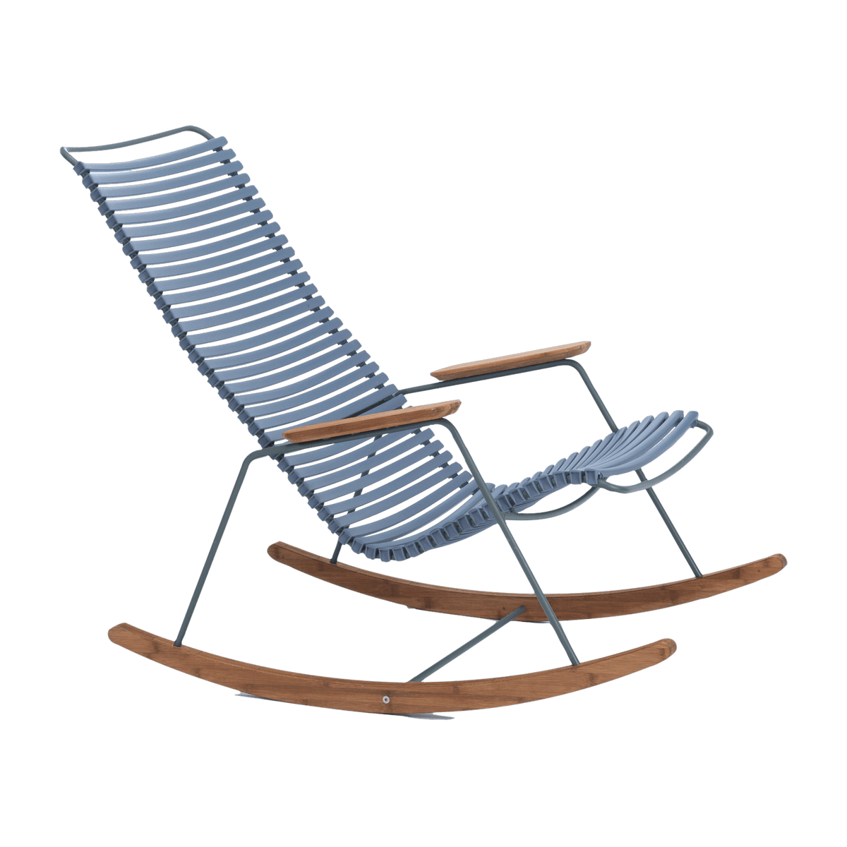 Chaise berçante en métal et plastique bleu pigeon CLICK - Houe - The Cool Republic