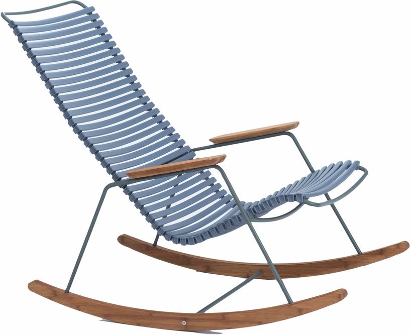 Chaise berçante en métal et plastique bleu pigeon CLICK - Houe - The Cool Republic