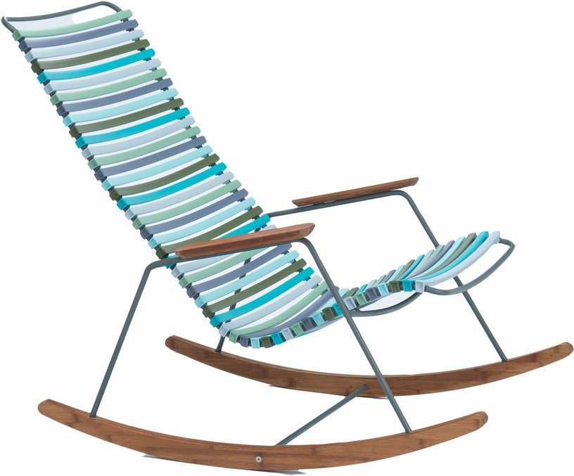 Chaise berçante en métal et plastique bleu vert multicolore 2 CLICK - Houe - The Cool Republic
