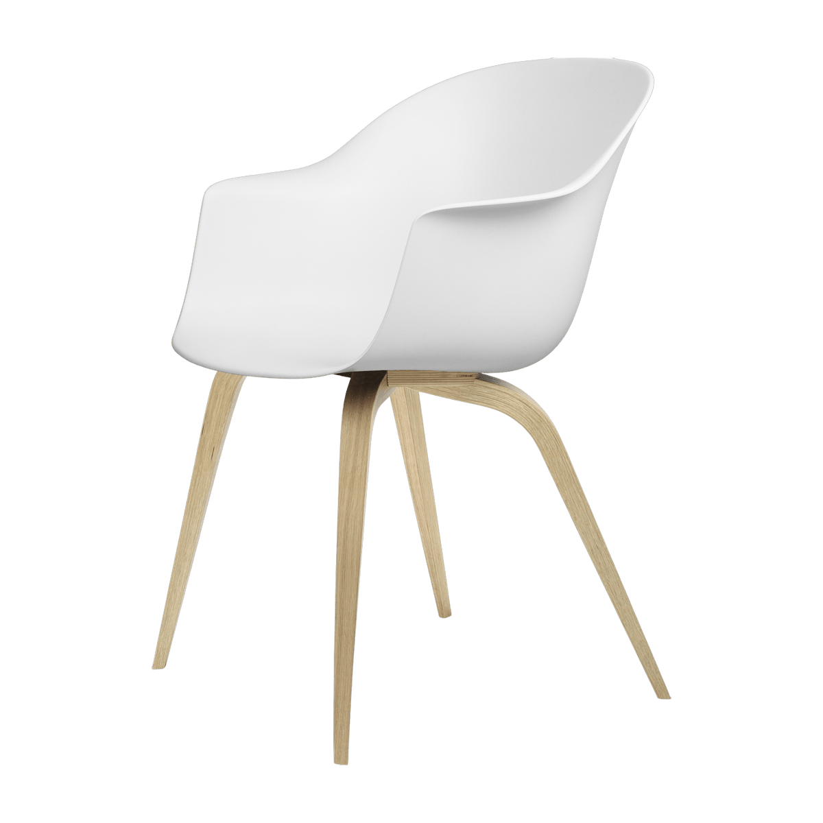 White chair in matte lacquered oak Bat - Gubi - The Cool Republic