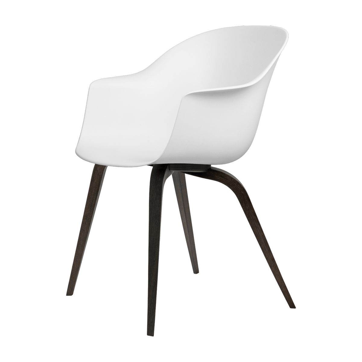 Chaise blanche semi-mate en hêtre teinté noir Bat - Gubi - The Cool Republic