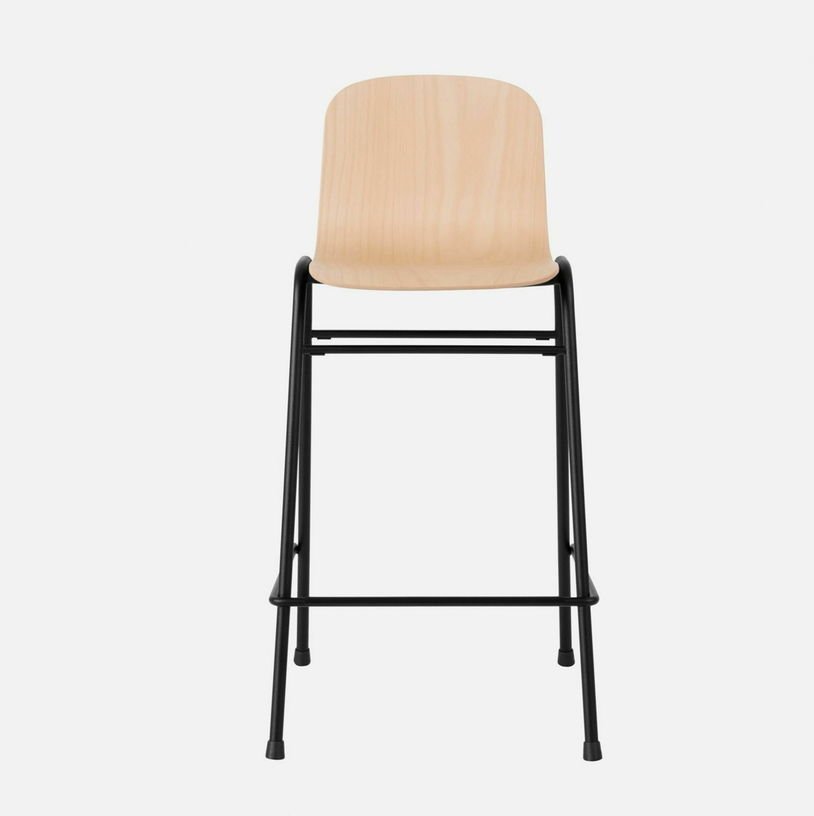 Chaise de bar 65 cm en bois naturel et cadre noir Touchwood - Hem - The Cool Republic