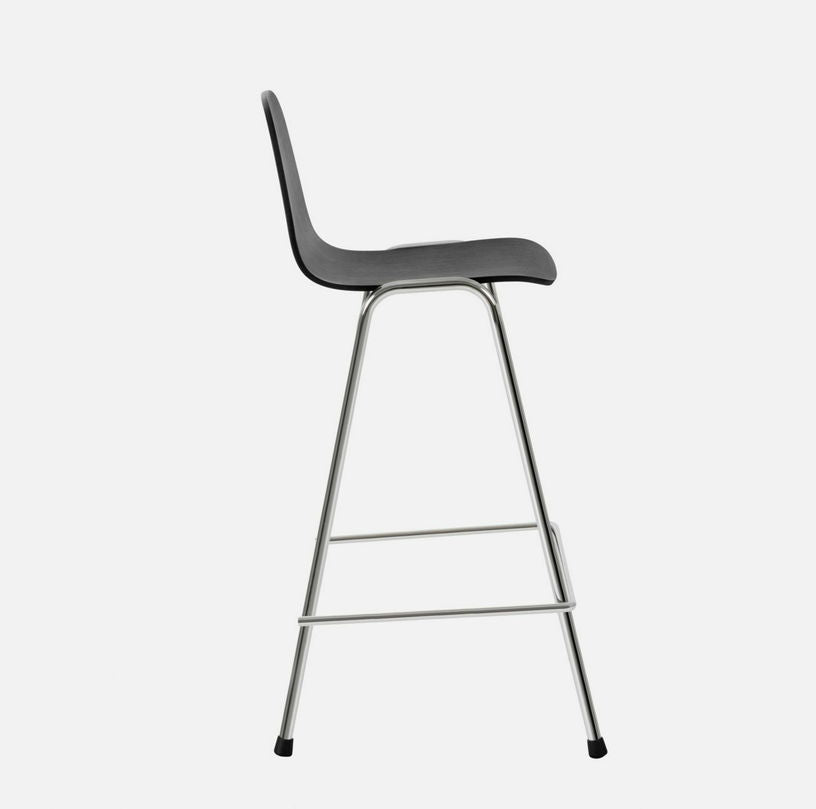 Chaise de bar 65 cm en bois noir et cadre argenté Touchwood - Hem - The Cool Republic
