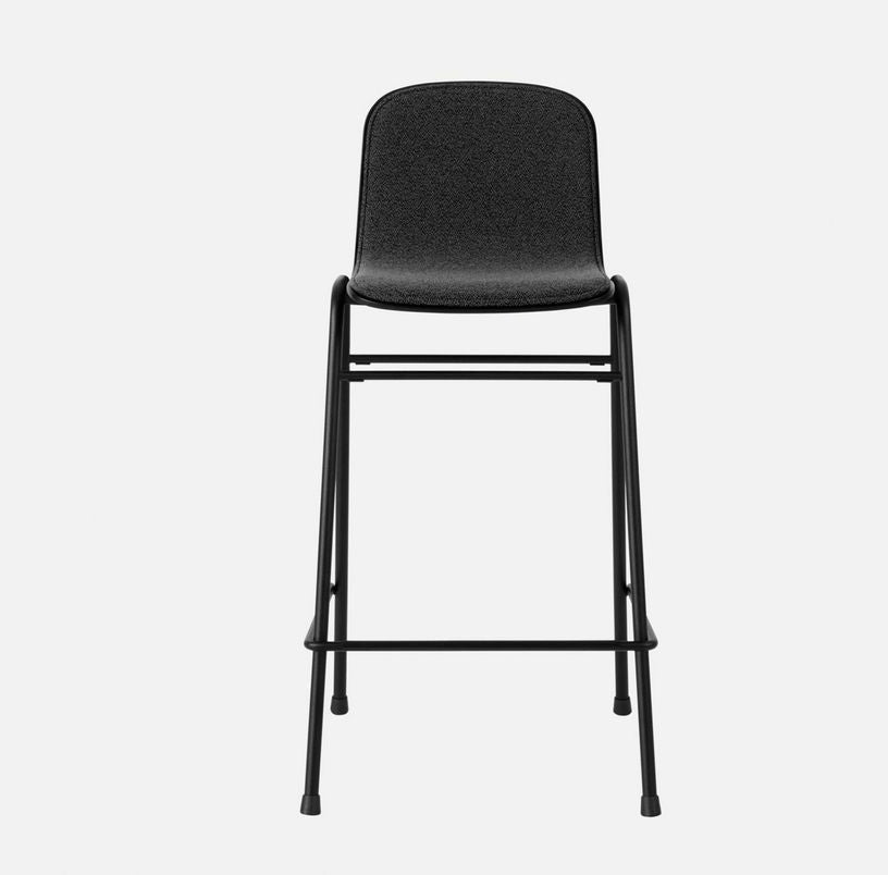 Chaise de bar 65 cm en tissu noir et cadre noir Touchwood - Hem - The Cool Republic