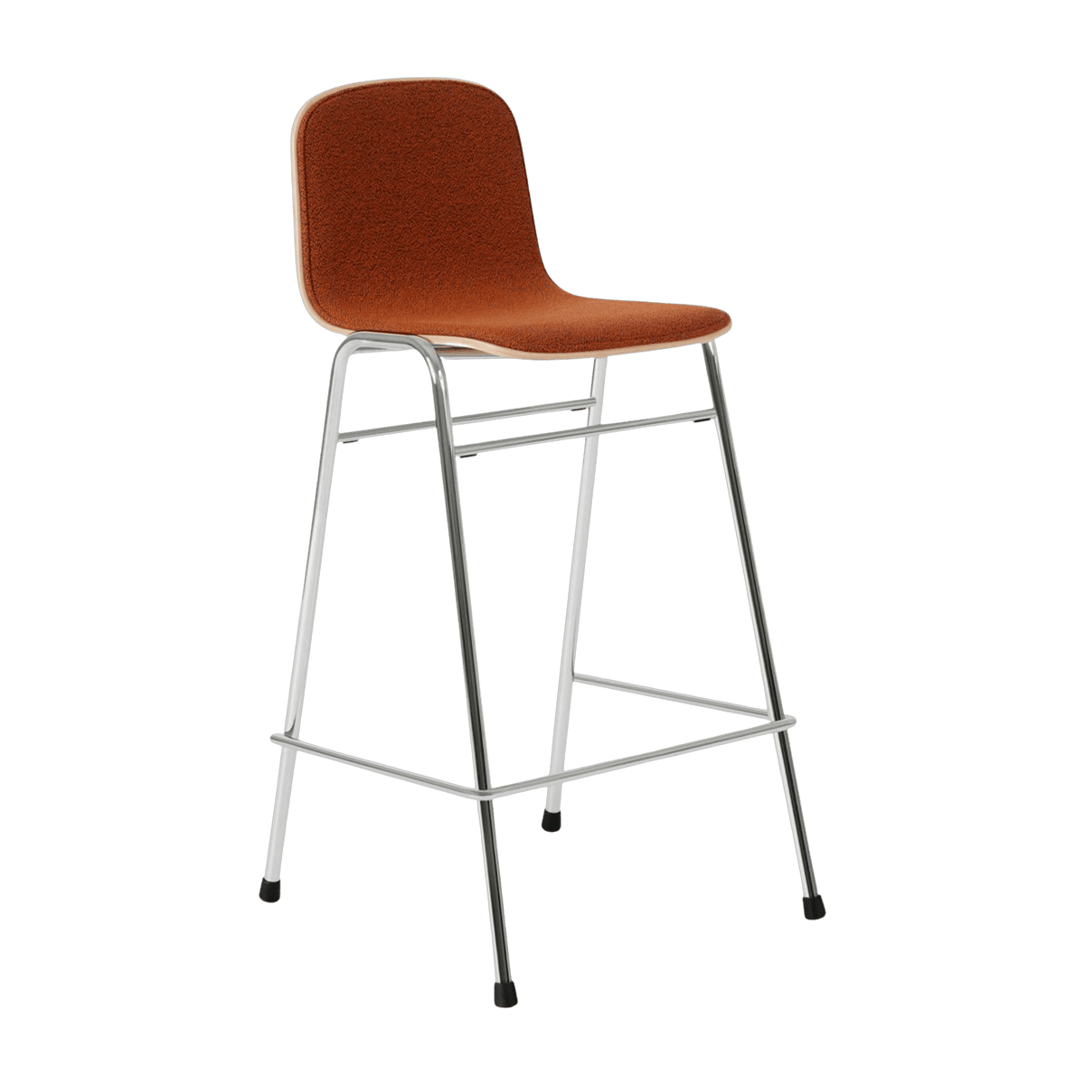Chaise de bar 65 cm en tissu rouge et cadre argenté Touchwood - Hem - The Cool Republic