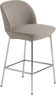 Chaise de bar 65 cm gris beige et pieds chrome Oslo - Muuto - The Cool Republic
