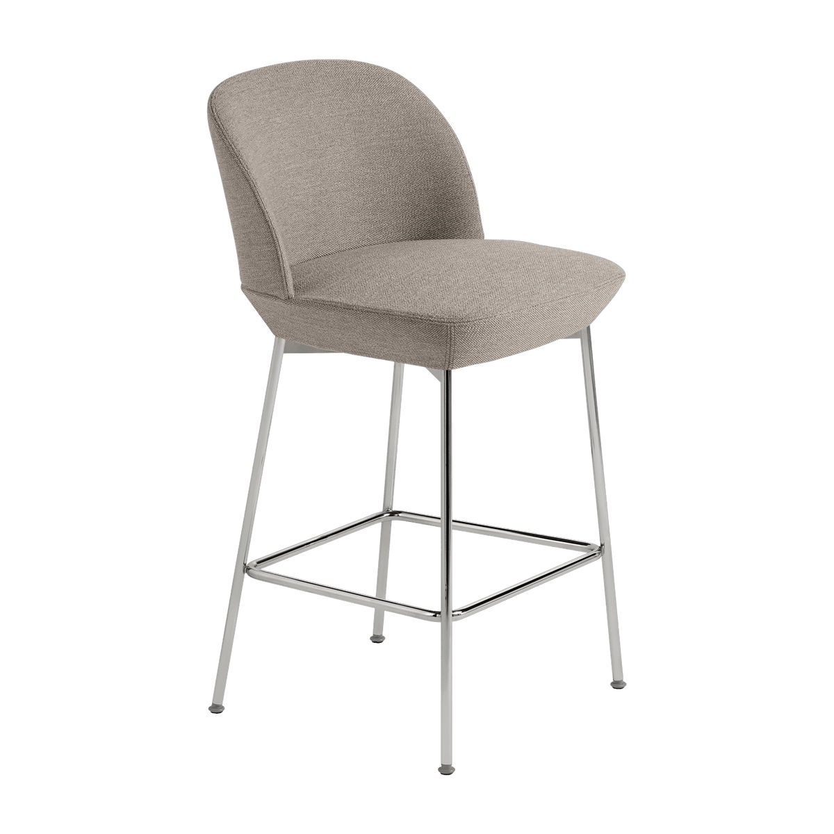 Chaise de bar 65 cm gris beige et pieds chrome Oslo - Muuto - The Cool Republic