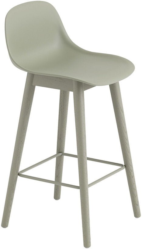 Chaise de bar 65 cm vert gris piétement en chêne Fiber - Muuto - The Cool Republic