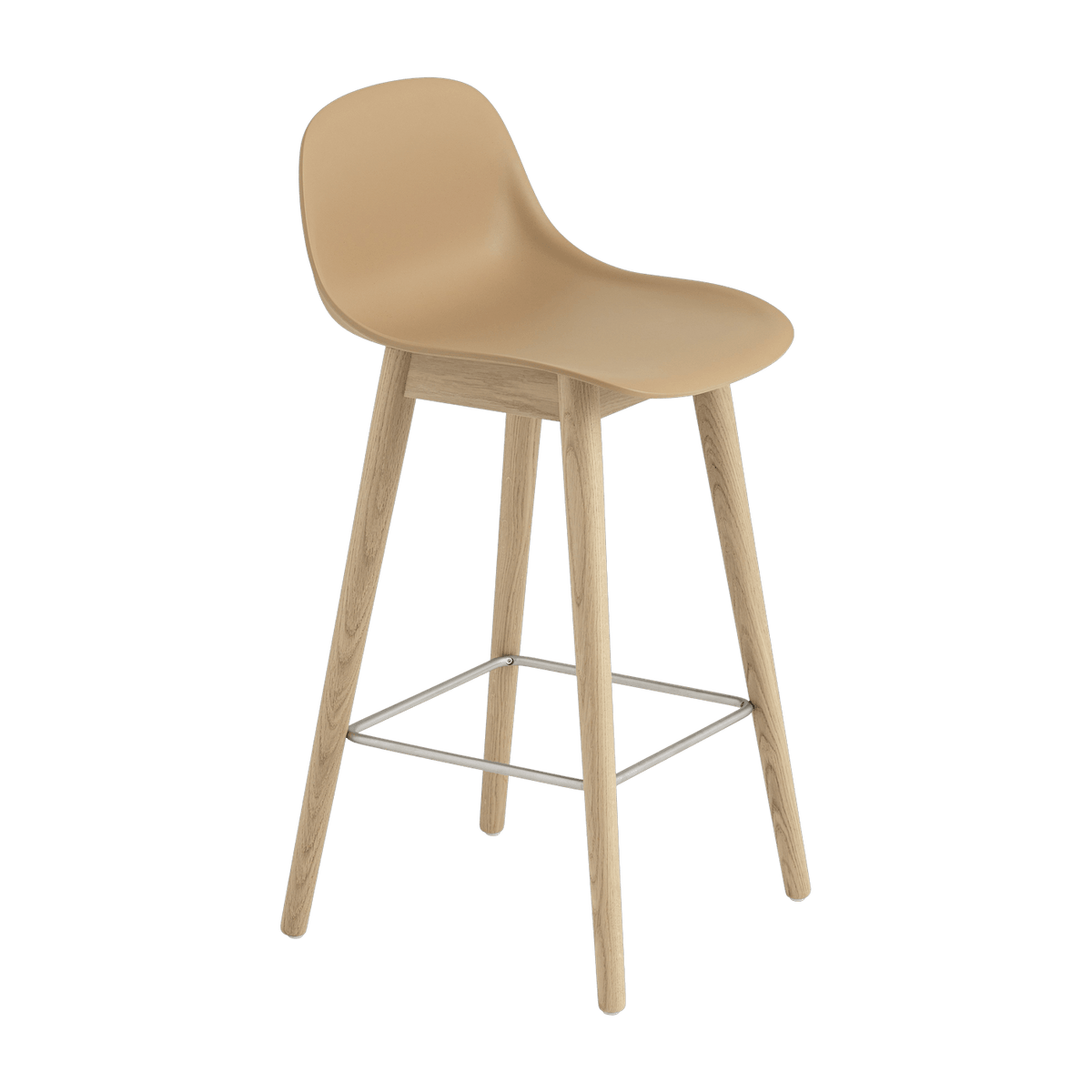 Chaise de bar 65cm ocre piétement en chêne Fiber - Muuto - The Cool Republic