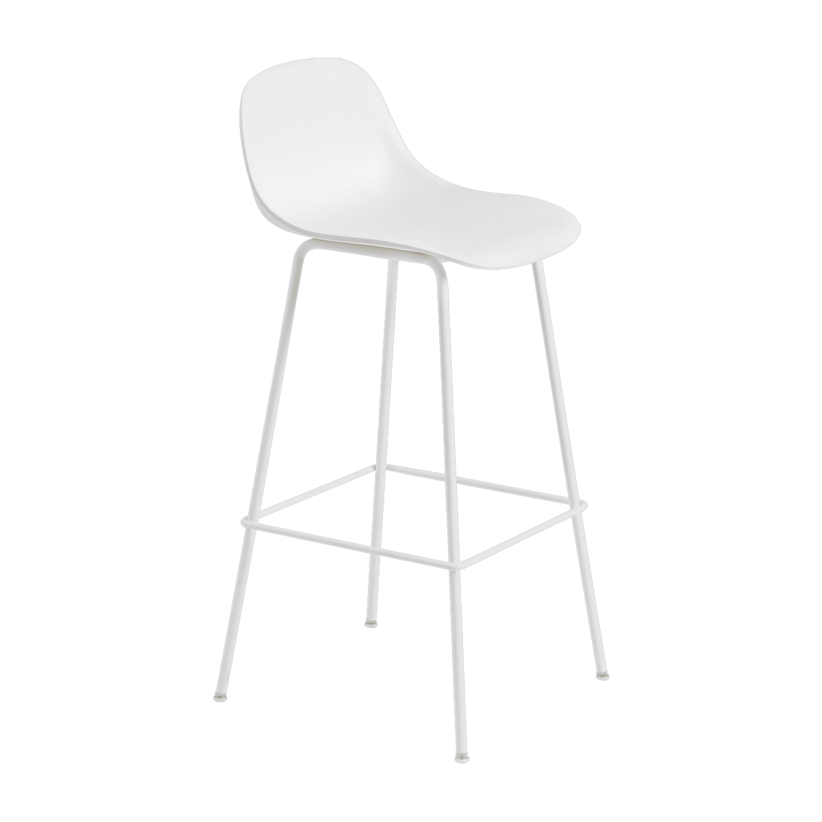 Chaise de bar 75 cm blanche piétement tubes Fiber - Muuto - The Cool Republic