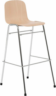 Chaise de bar 75 cm en bois naturel et cadre argenté Touchwood - Hem - The Cool Republic