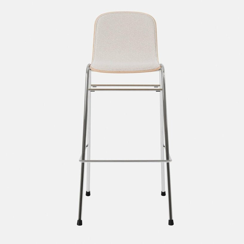 Chaise de bar 75 cm en tissu gris et cadre argenté Touchwood - Hem - The Cool Republic