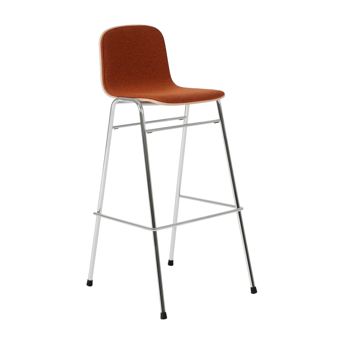Chaise de bar 75 cm en tissu rouge et cadre argenté Touchwood - Hem - The Cool Republic