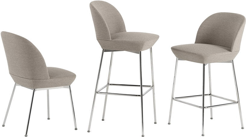 Chaise de bar 75 cm gris anthracite et pieds chrome Oslo - Muuto - The Cool Republic