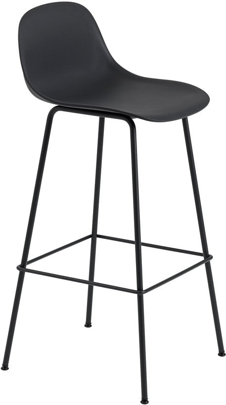 Chaise de bar 75 cm noire piétement tubes Fiber - Muuto - The Cool Republic