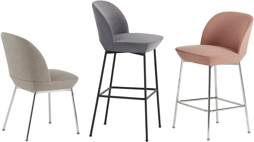 Chaise de bar 75 cm rose et pieds chrome Oslo - Muuto - The Cool Republic