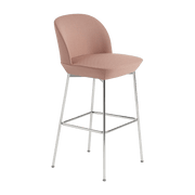 Chaise de bar 75 cm rose et pieds chrome Oslo - Muuto - The Cool Republic