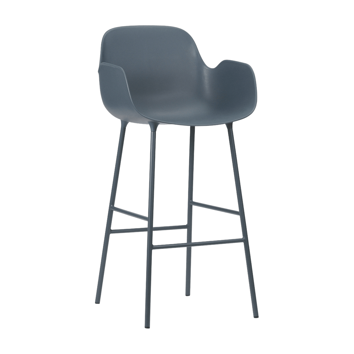 Chaise de bar avec accoudoirs en acier et pp bleu 75 cm Form - Normann Copenhagen - The Cool Republic
