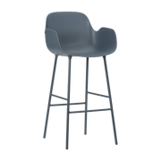 Chaise de bar avec accoudoirs en acier et pp bleu 75 cm Form - Normann Copenhagen - The Cool Republic