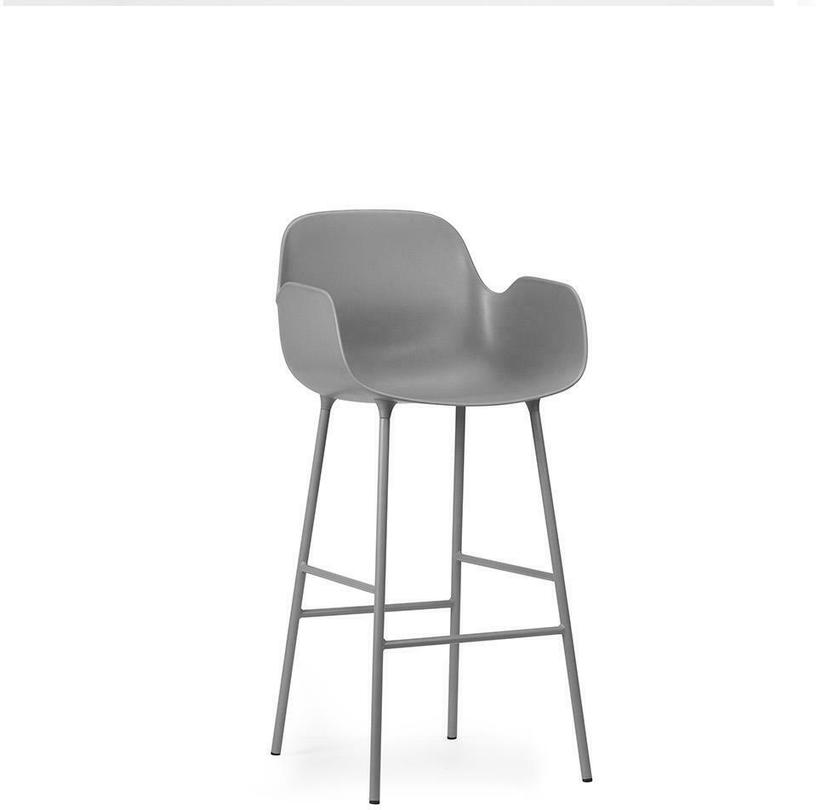 Chaise de bar avec accoudoirs en acier et pp gris 75 cm Form - Normann Copenhagen - The Cool Republic