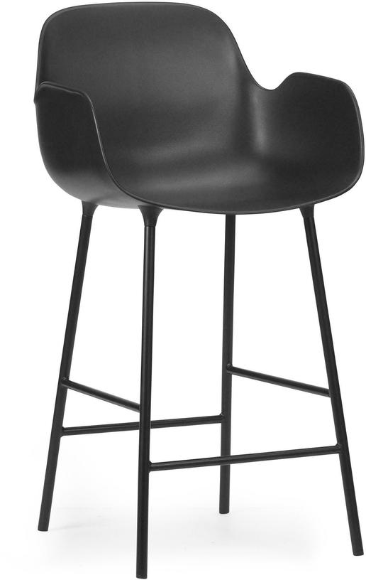 Chaise de bar avec accoudoirs en acier et pp noir 65 cm Form - Normann Copenhagen - The Cool Republic