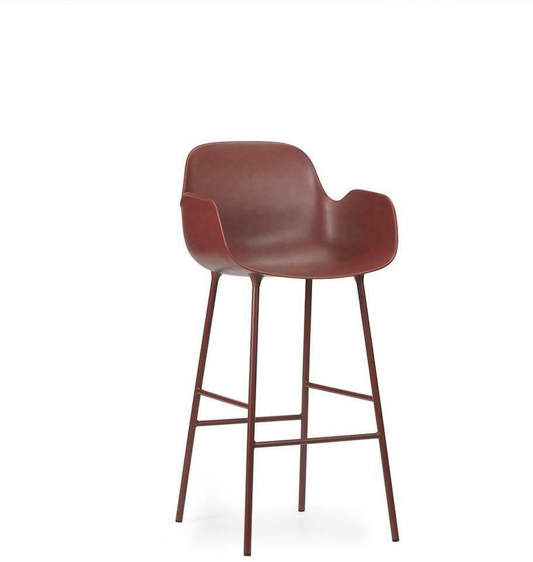 Chaise de bar avec accoudoirs en acier et pp rouge 75 cm Form - Normann Copenhagen - The Cool Republic