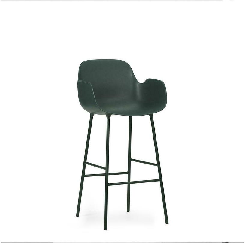 Chaise de bar avec accoudoirs en acier et pp vert 65 cm Form - Normann Copenhagen - The Cool Republic