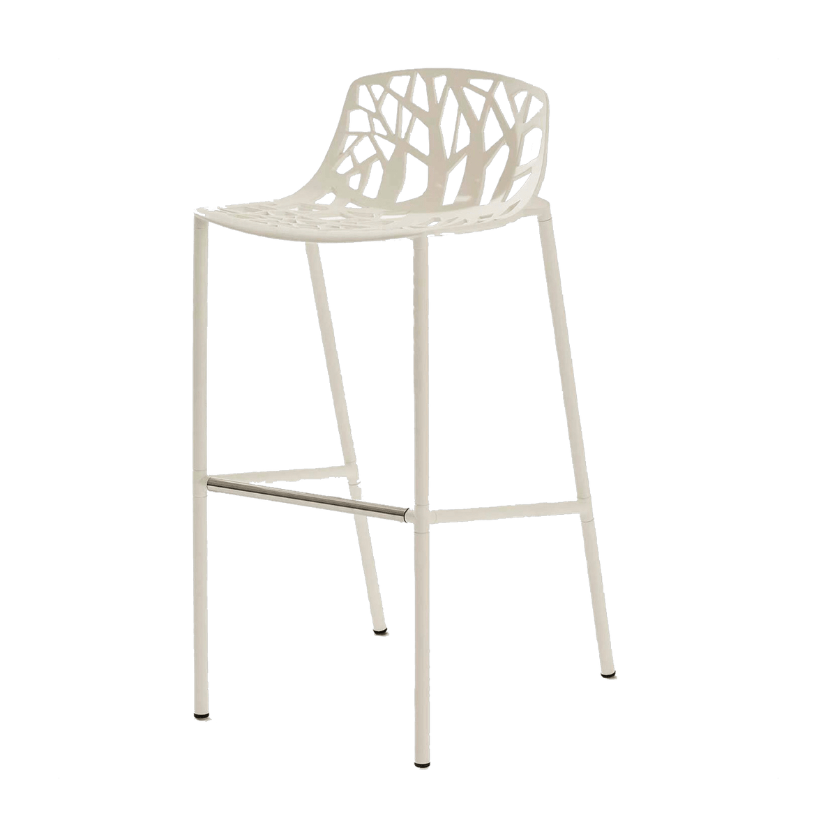 Chaise de bar en acier blanc crème 56 x 48 cm Forest - Fast Spa - The Cool Republic