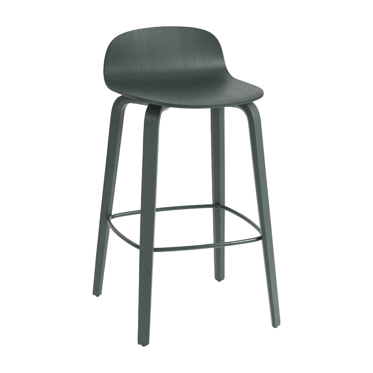 Chaise de bar en bois dark green 65 cm Visu - Muuto - The Cool Republic