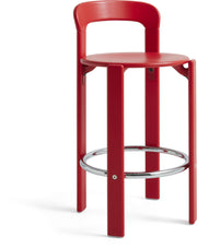 Taburete de bar en madera de haya lacada rojo 65cm Rey - Hay