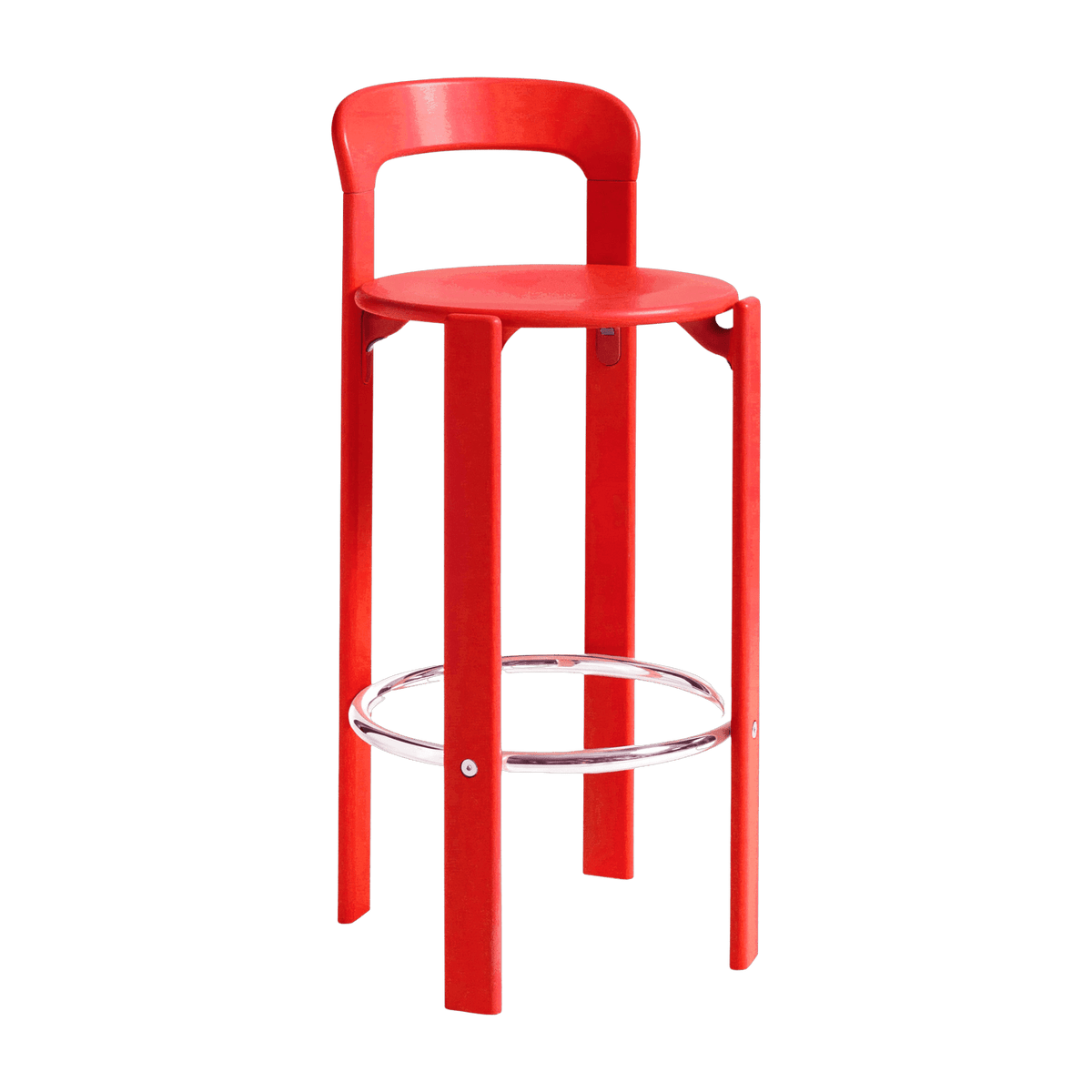 Bar stool in red beech wood scarlet Rey - HAY - The Cool Republic