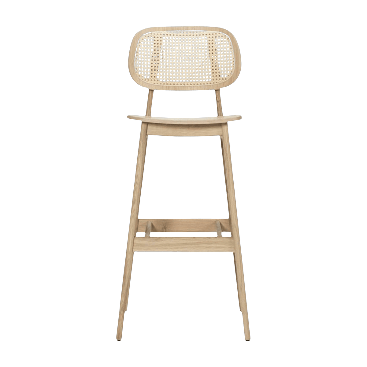 Chaise de bar en cannage et chêne naturel 110 cm Titus - Vincent Sheppard - The Cool Republic