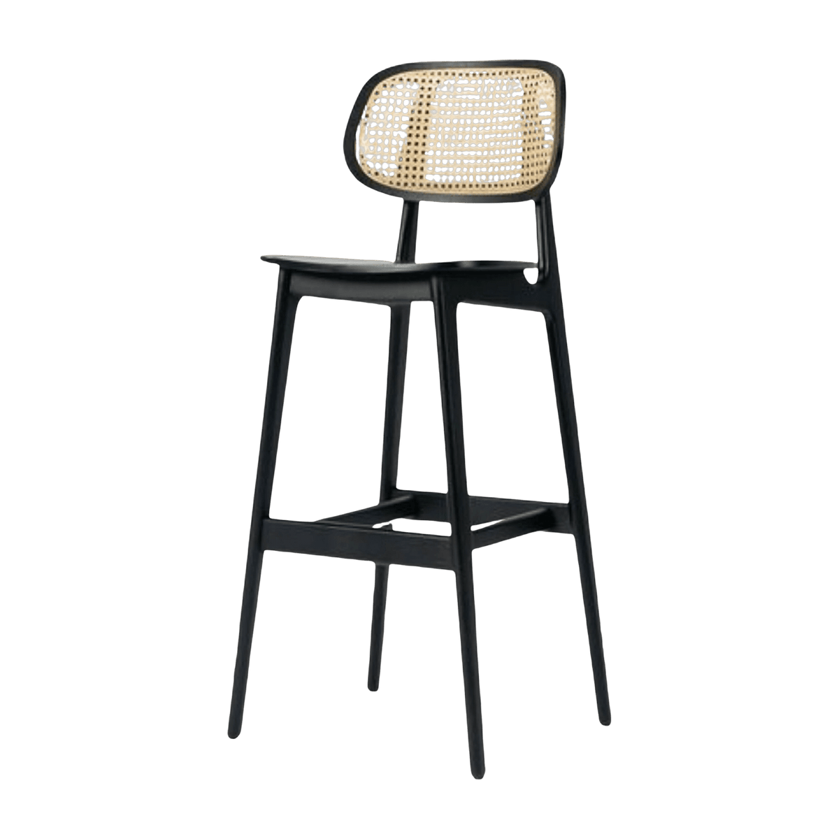 Chaise de bar en cannage et chêne noir 110 cm Titus - Vincent Sheppard - The Cool Republic