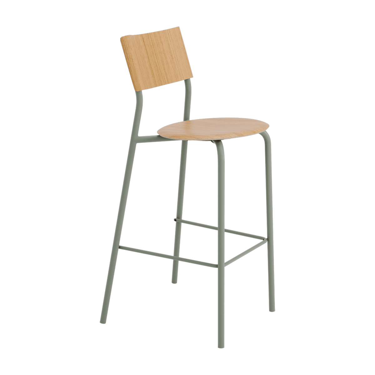 Oak and steel bar chair, eucalyptus grey 75 cm SSD - TIPTOE - The Cool Republic