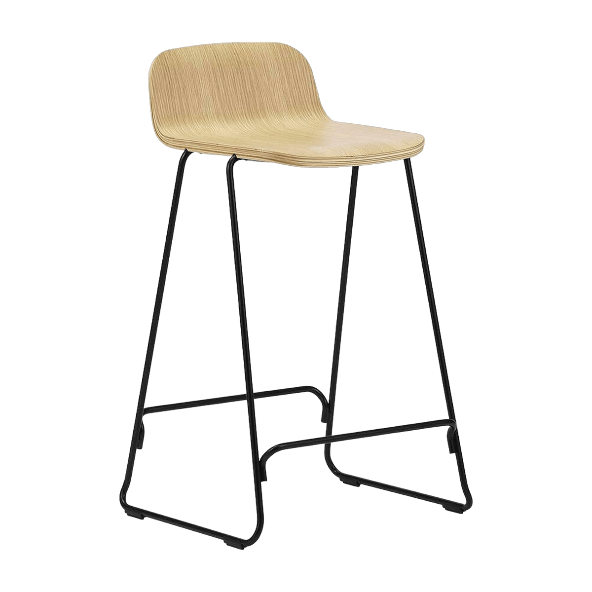 Chaise de bar en chêne et acier noir 65 cm Just- Normann Copenhagen - The Cool Republic