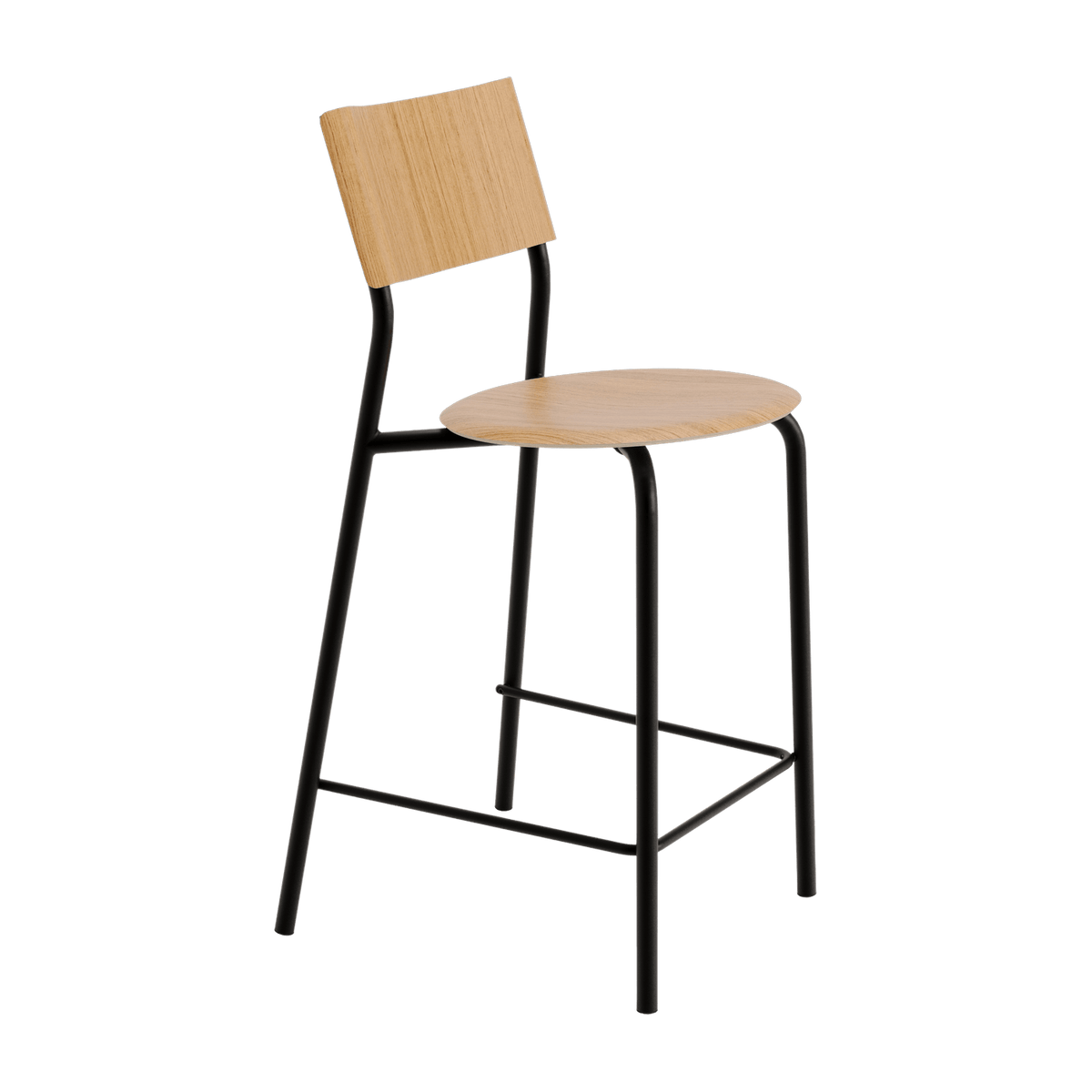 Chaise de bar en chêne et acier noir graphite 65 cm SSD - TIPTOE - The Cool Republic