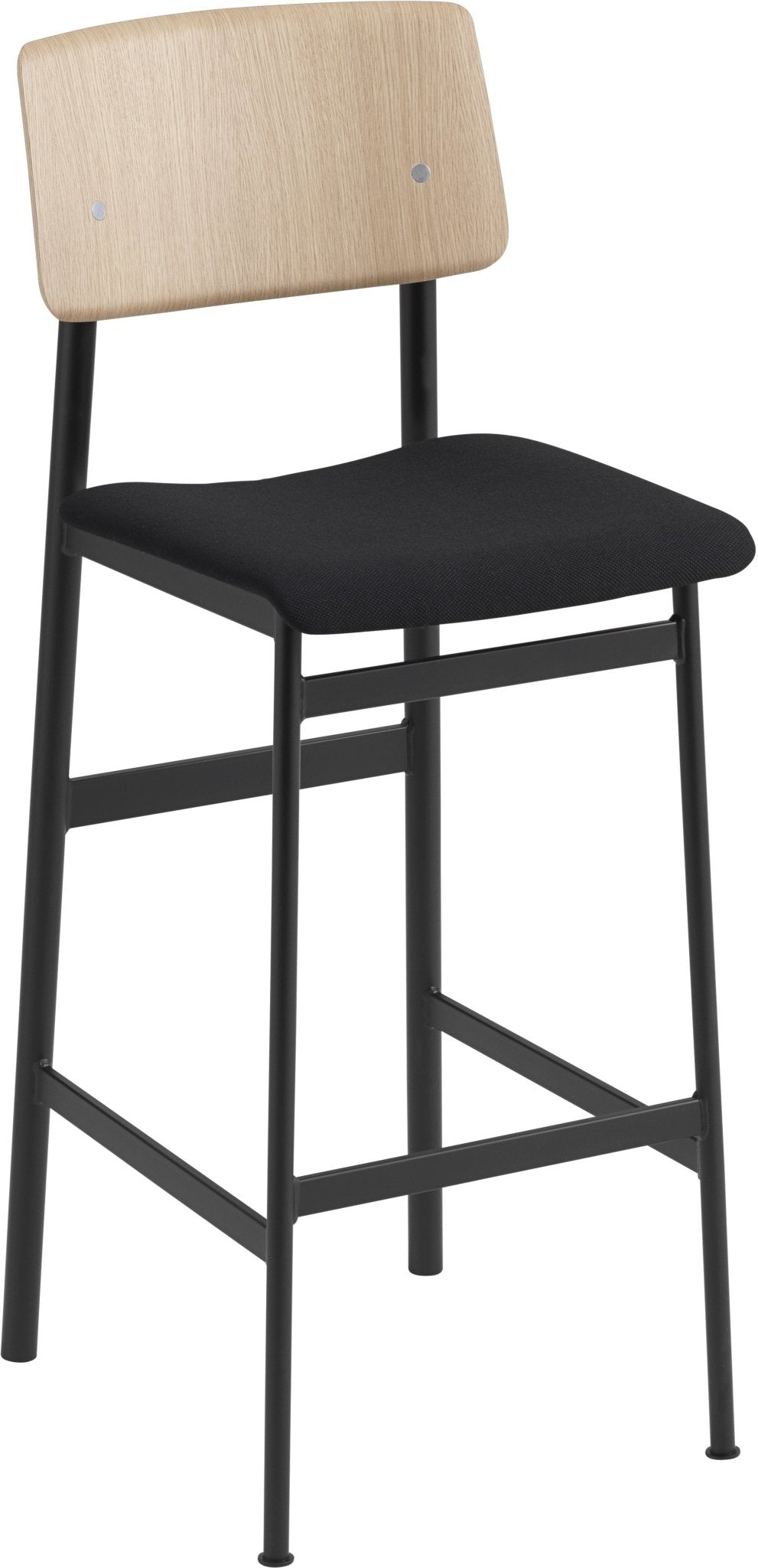 Chaise de bar en chêne et assise noire 75 cm Loft - Muuto - The Cool Republic