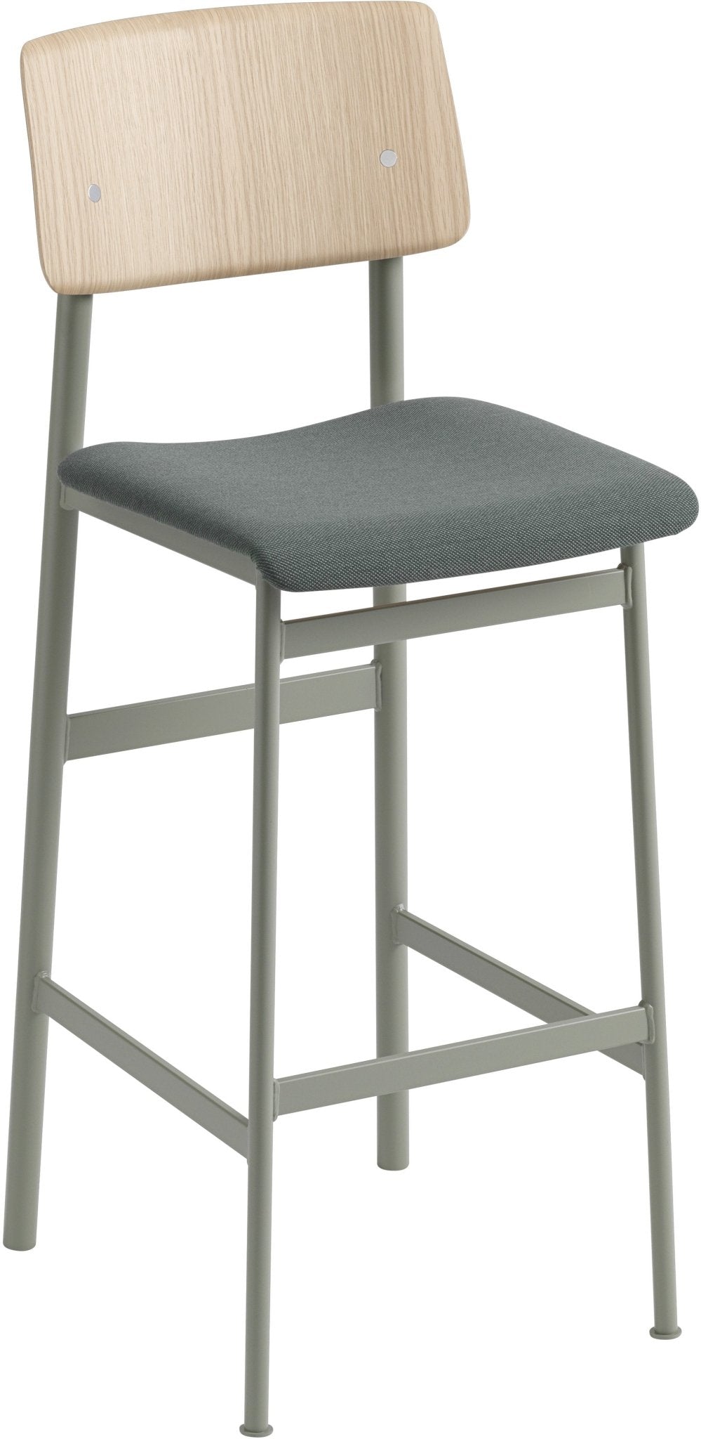 Chaise de bar en chêne et assise verte 75 cm Loft - Muuto - The Cool Republic