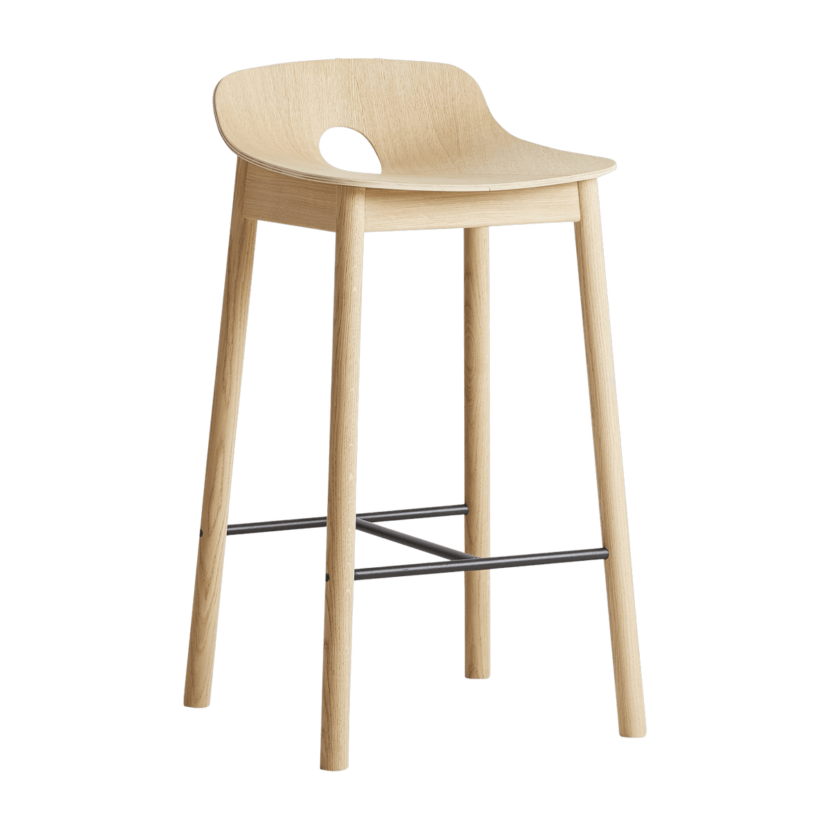 Chaise de bar en chêne naturel 65 cm Mono - WOUD - The Cool Republic