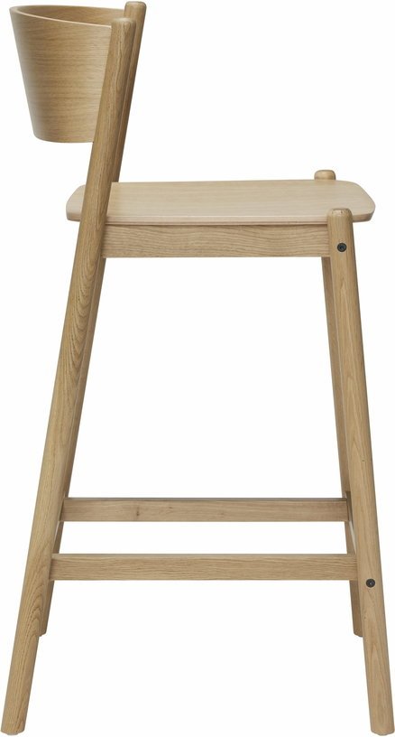 Chaise de bar en chêne naturel 75 cm Oblique - Hübsch - The Cool Republic
