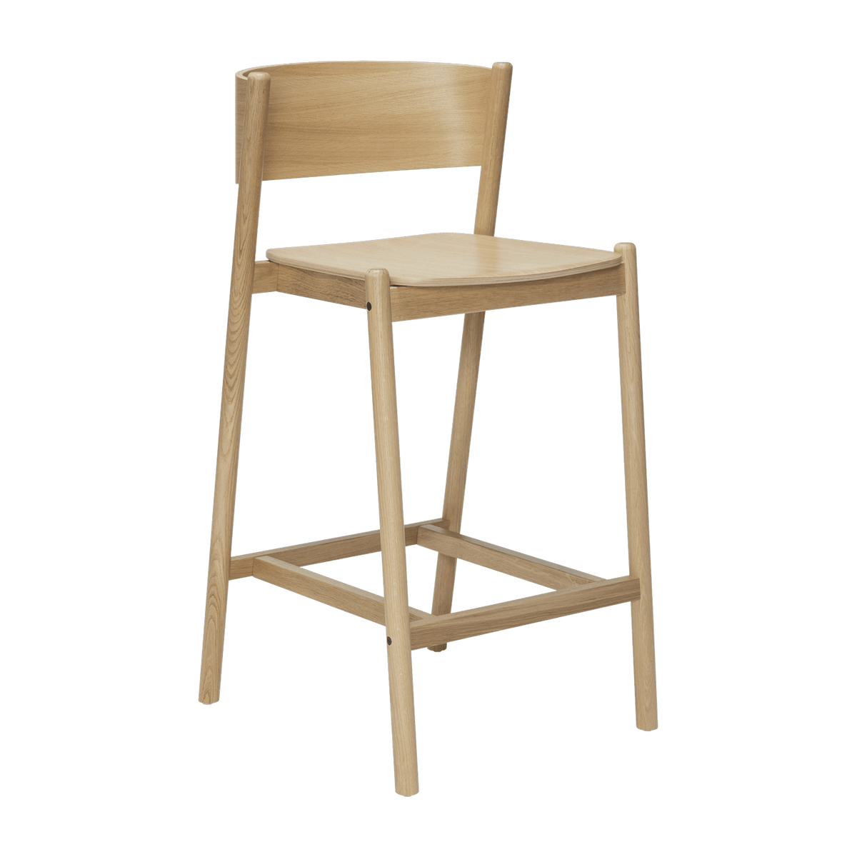 Chaise de bar en chêne naturel 75 cm Oblique - Hübsch - The Cool Republic