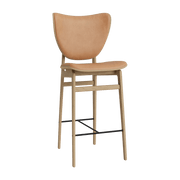 Natural oak bar chair with camel leather upholstery 75 cm Elephant - NORR11 - The Cool Republic