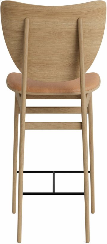 Chaise de bar en chêne naturel avec rembourrage en cuir camel 75 cm Elephant - NORR11 - The Cool Republic